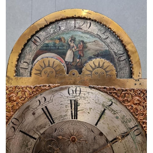 1046 - A George III oak and mahogany eight day longcase clock, the 13in moon phase arch dial inscribed 'E C... 