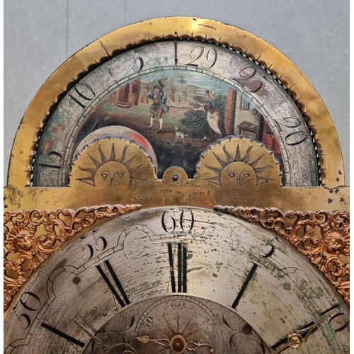 1046 - A George III oak and mahogany eight day longcase clock, the 13in moon phase arch dial inscribed 'E C... 