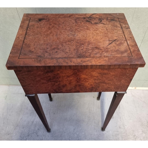 1052 - An unusual 19th century burr yew and mahogany occasional table, with two frieze drawers, 45cm wide.&... 