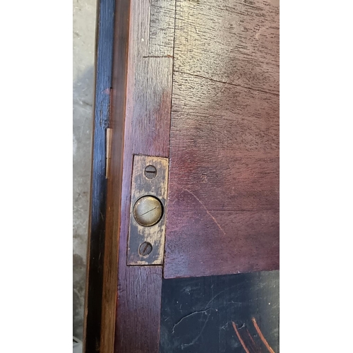 1057 - A William IV rosewood pedestal card table, with unusual brass push button lock mechanism, 91cm ... 