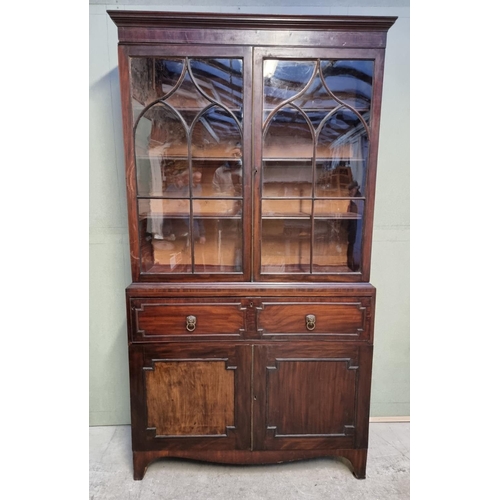 1068 - A Regency mahogany secretaire bookcase, 124cm wide.