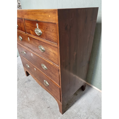 1075 - A George III mahogany and line inlaid chest of drawers, with ivory escutcheons, 90cm wide.DEFRA Ivor... 