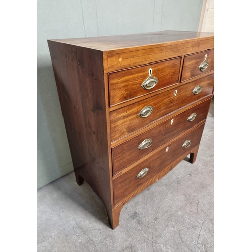 1075 - A George III mahogany and line inlaid chest of drawers, with ivory escutcheons, 90cm wide.DEFRA Ivor... 