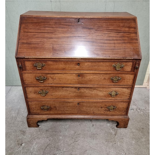 1076 - A George III mahogany bureau, 102cm wide. 