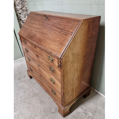 1076 - A George III mahogany bureau, 102cm wide. 