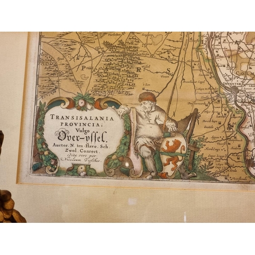 1104 - An antique hand coloured map of 'Transisalania Provincia..', by Nicholas Visscher, pl.46.5 x 57cm.... 