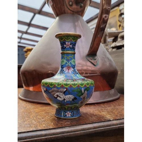 1126 - A mixed lot, to include a cloisonne enamel vase, 18cm high. 