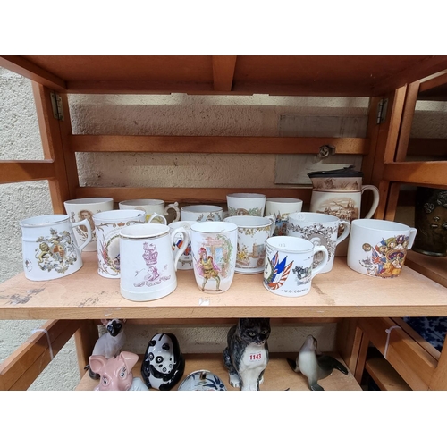 1142 - Seven Victorian Royal Commemorative mugs; together with a Bruce Bairnsfather 'Old Bill' jug, 17cm hi... 