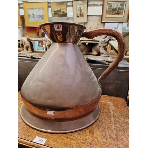 1150 - A Victorian copper four gallon haystack measure. 