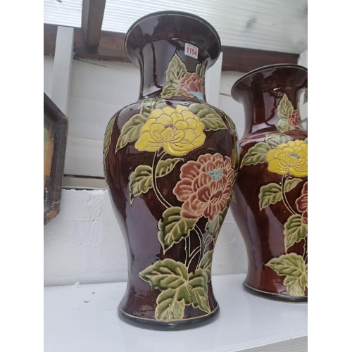 1154 - A large pair of pottery vases, 54cm high. 