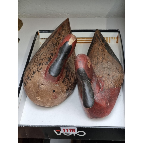 1175 - Two painted wood decoy ducks. 