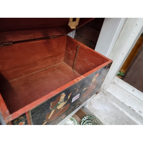 1188 - A Georgian mahogany casket, 30.5cm wide; together with another Indian painted wood example, 35.5cm w... 