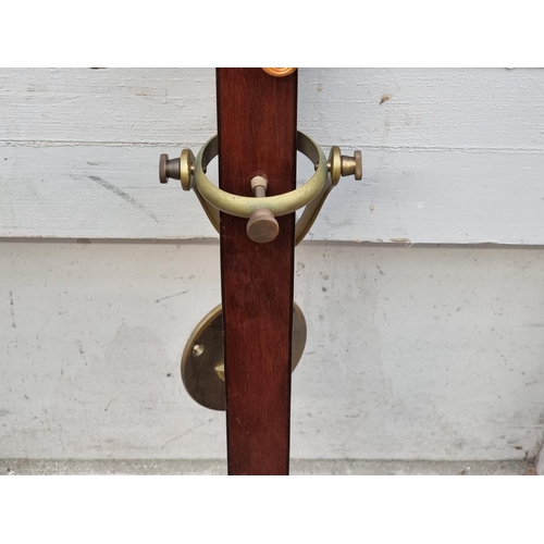 1201 - A good reproduction mahogany marine stick barometer, with brass gimbal mount, 91cm high.... 