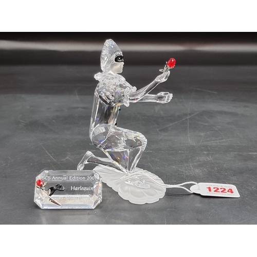 1224 - Swarovski: 2001 Annual Edition 'Masquerade' Harlequin, with engraved tablet and stand, eac... 