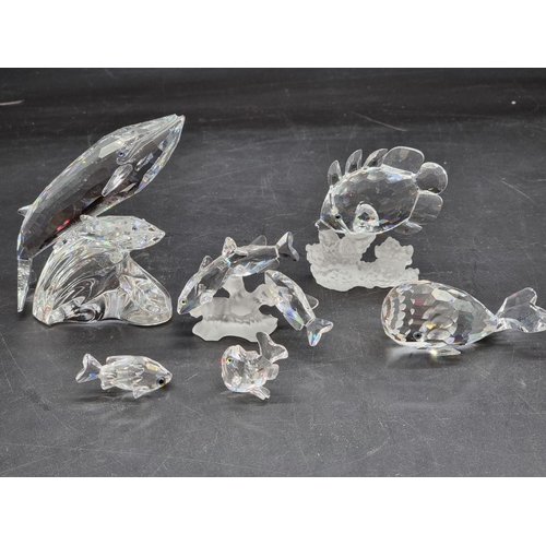 1244 - Swarovski: six whales and exotic fish, each boxed. (6)