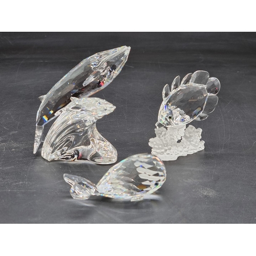 1244 - Swarovski: six whales and exotic fish, each boxed. (6)