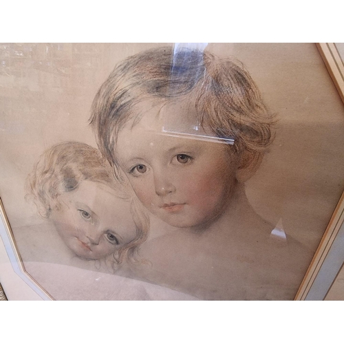 1262 - Attributed to Adam Buck, a head and shoulders portrait of two children, watercolour, 48 x 38.5cm.... 