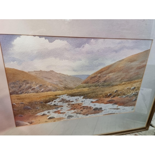 1266 - Sandy Lines, a moorland river, signed, watercolour, 33 x 52cm; together with two other watercolours.... 