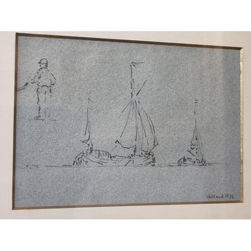 1281 - J Frederick Tayler, studies of sailing boats, a set of four pages from a sketch book, each inscribed... 