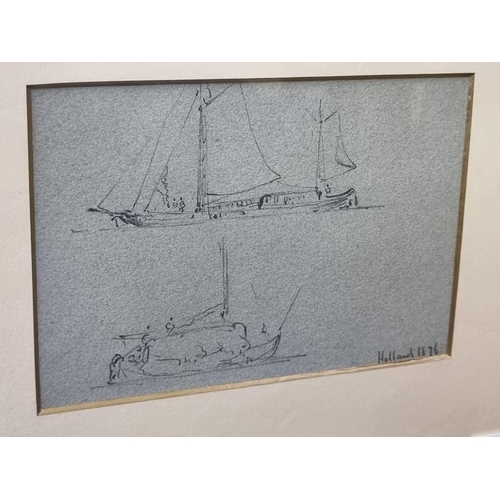 1281 - J Frederick Tayler, studies of sailing boats, a set of four pages from a sketch book, each inscribed... 