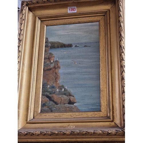 1283 - English School, late 19th century, a coastal scenes, a pair, oil on board, 32 x 19cm and 19 x 32cm. ... 