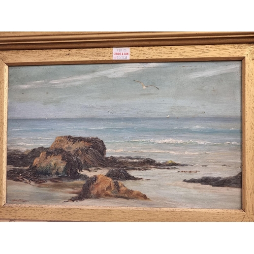 1283 - English School, late 19th century, a coastal scenes, a pair, oil on board, 32 x 19cm and 19 x 32cm. ... 