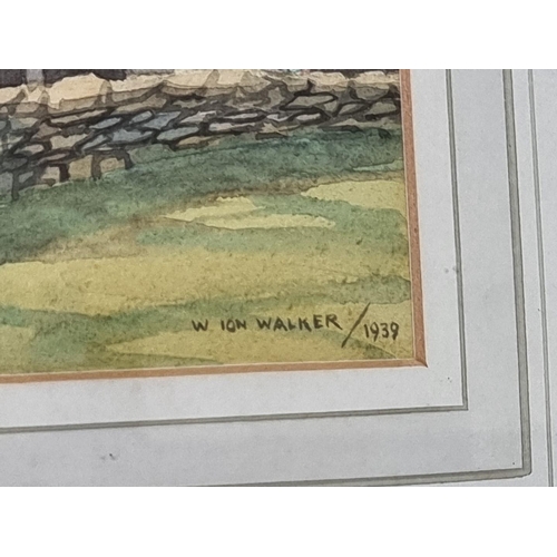 1294 - W Ion Walker, an extensive river landscape, signed and dated 1939, watercolour, 29 x 39.5cm.  &... 