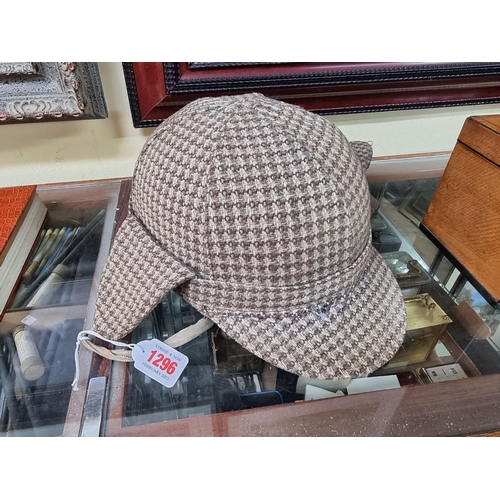 1296 - Automobilia: an Everoak vintage deerstalker motorcycle helmet.