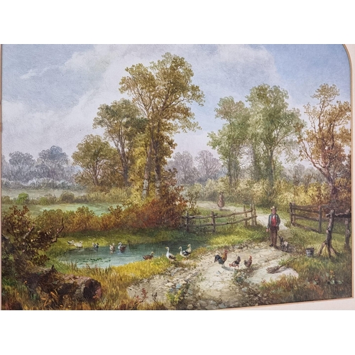 1316 - John Holding, a farm garden, indistinctly signed on original label verso, watercolour, 29.5 x 3... 