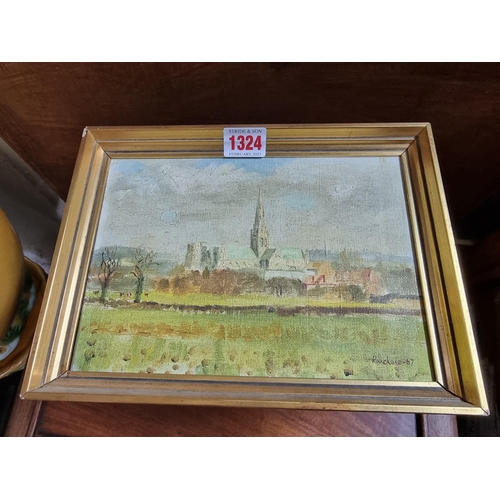 1324 - Nigel Purchase, 'Chichester Cathedral', signed and dated 67, oil on canvas, 16.5 x 21.5cm.... 