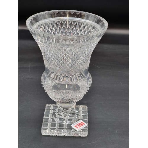 1394 - A cut glass thistle form vase, 23.5cm high.