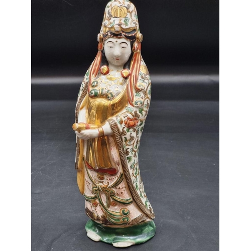 1404 - WITHDRAWN FROM SALE: Two Japanese porcelain figures, largest 28cm high.