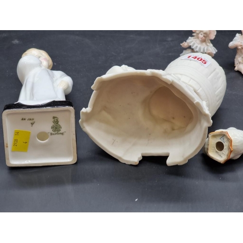 1405 - A collection of Beswick, Doulton and other pottery and porcelain figures. (11)