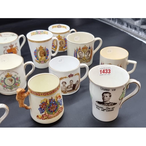 1433 - Fourteen Royal Commemorative mugs, Edward VIII and George VI. (14)