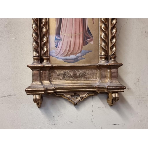 1439 - A Gothic style giltwood tabernacle frame, 51.5 x 20.5cm, (loses).