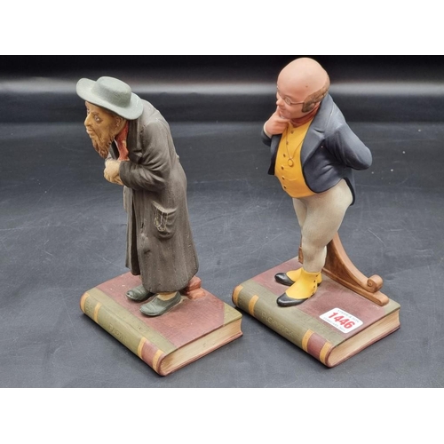 1446 - A pair of Ainsley figures of 'Mr Pickwick' and 'Fagin', 24cm high.