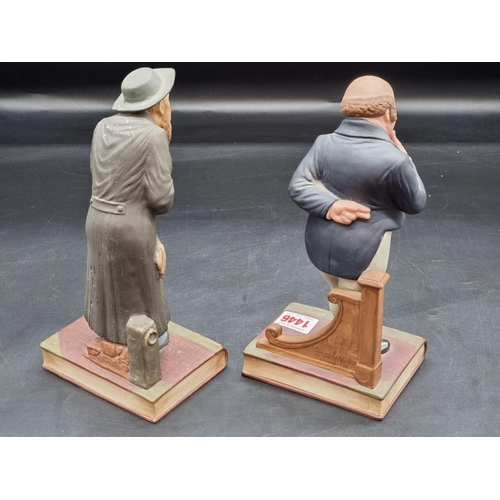 1446 - A pair of Ainsley figures of 'Mr Pickwick' and 'Fagin', 24cm high.