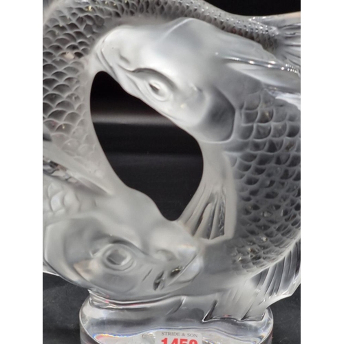 1459 - A large Lalique double fish glass sculpture, 28.5cm high. 