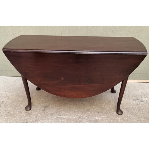 1619 - An 18th century mahogany drop leaf table, 120.5cm long x 134cm when open. (repairs and replacements ... 