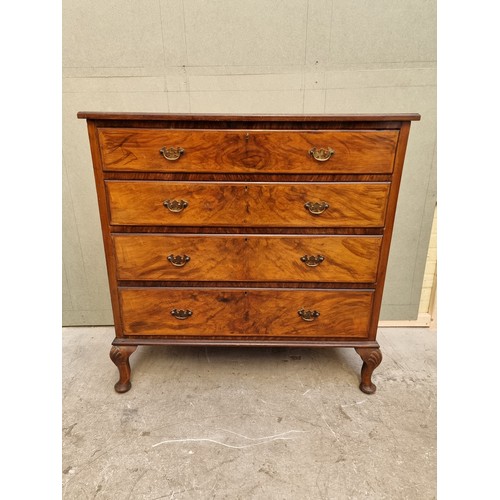 1626 - A 1930s figured walnut chest of drawers, 110cm high x 106.5cm wide.