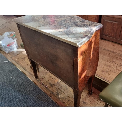 1094 - A small Louis XV kingwood and marble top commode, with brass mounts, 77.5cm wide. ... 