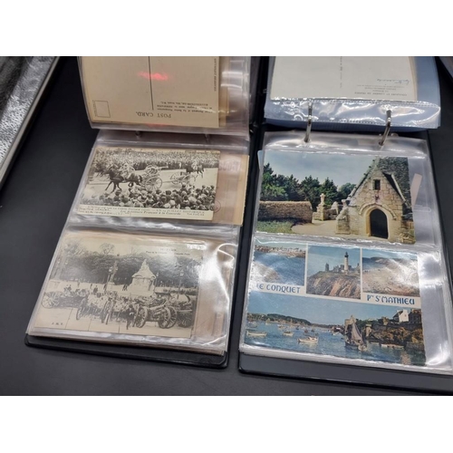 1482 - Postcards: three mixed albums, to include World War I: topography: comic types, etc; and a small qua... 