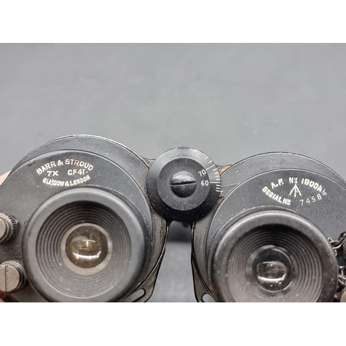 1484 - A pair of World War II Barr & Stroud 7x military binoculars, No.74584, in leather case.... 