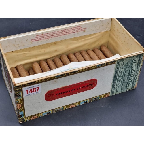 1487 - An incomplete box of twenty eight cigars, the box inscribed 'Romeo y Julieta, Cremas de ll Corte',&n... 