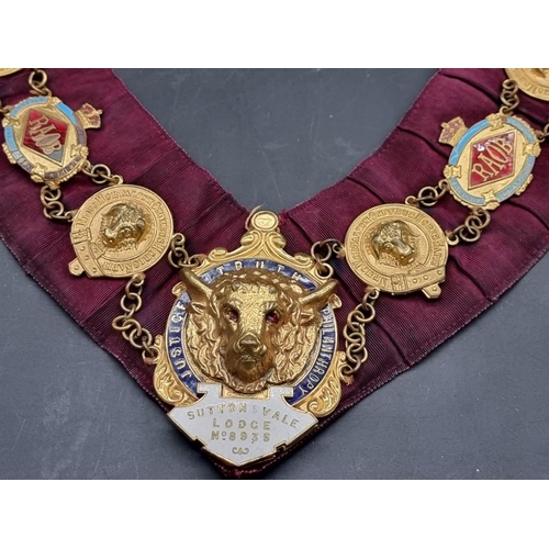 1504 - An impressive Royal Antediluvian Order of Buffaloes officer's collar, for Sutton Vale Lodge, No.8935... 