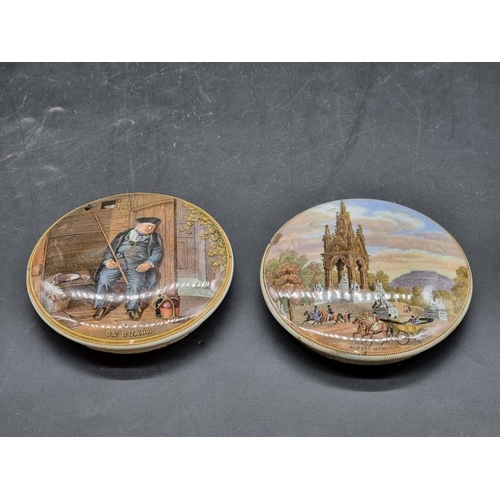 1505 - Five Victorian pot lids, to include Albert Memorial, Osbourne House, (repaired).  ... 