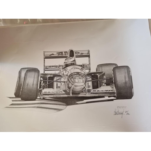 1593 - Automobilia: Alan Stammers, a set of seven Formula 1 monochrome prints, each signed, one additionall... 