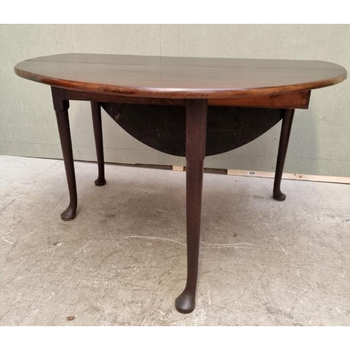 1619 - An 18th century mahogany drop leaf table, 120.5cm long x 134cm when open. (repairs and replacements ... 