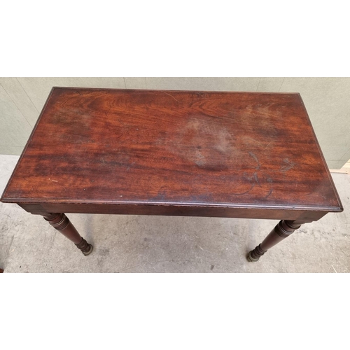 1622 - A 19th century mahogany rectangular centre table, on brass casters, 95cm wide; together with a Georg... 