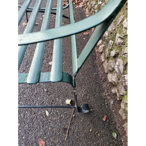 1646 - A green painted wrought iron bench, 117cm wide.